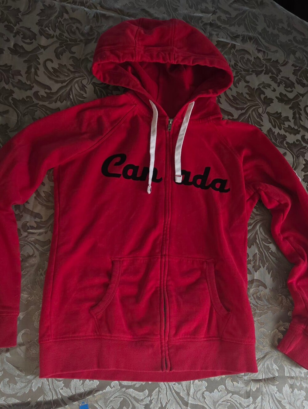 Canadiana Zip-Up Hoodie Cherry Red